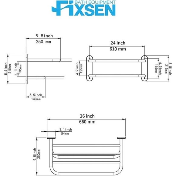 Double Towel Rack 24" Bathroom Towel Rack Towel Bar Brushed Nickel Stainless Ste - Picture 7 of 7